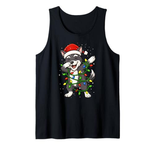 Lustiger Schnauzer Hund Dabbing Weihnachten Weihnachten Mama Papa Kinder Tank Top von XmasAxis1
