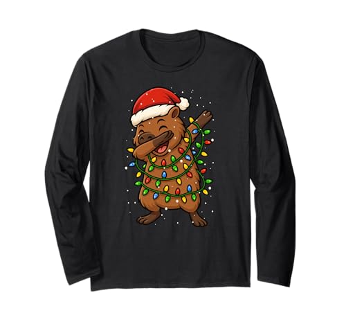 Lustiges Capybara-Tabbing an Weihnachten und Weihnachtsfeiertagen für Jungen und Mädchen Langarmshirt von XmasAxis1