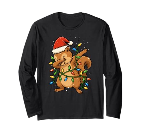 Lustiges Eichhörnchen Dabbing Weihnachten Weihnachten Feiertage Jungen Mädchen Langarmshirt von XmasAxis1