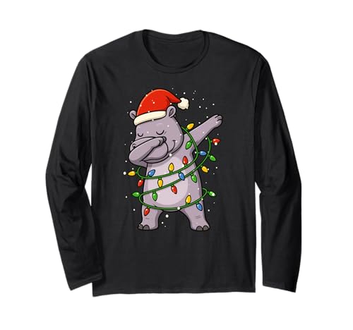Lustiges Nilpferd Dabbing Weihnachten Weihnachten Feiertage Jungen Mädchen Langarmshirt von XmasAxis1