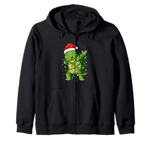 Turtle Dabbing Weihnachtsbeleuchtung Weihnachten Feiertage Jungen Mädchen Kapuzenjacke von XmasAxis1