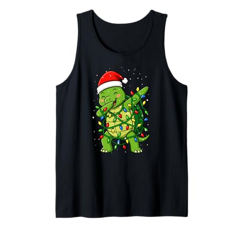 Turtle Dabbing Weihnachtsbeleuchtung Weihnachten Feiertage Jungen Mädchen Tank Top von XmasAxis1