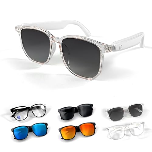 Intelligente Audio Sonnenbrille für Herren Damen mit Mikrofon Lautsprecher Wireless Bluetooth Smart Sun Glasses Polarisierten Brillengläsern Audiofunktion mit Kopfhörer Lautsprecher Open Ear Headphone von Xmenha