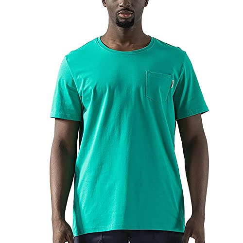 220 g schwere Baumwolle Kurzarm Herren Sommer T Shirt Herren Taschen T Shirt lose große Mode Janker Herren (4XL,Grün-C) von Xmiral