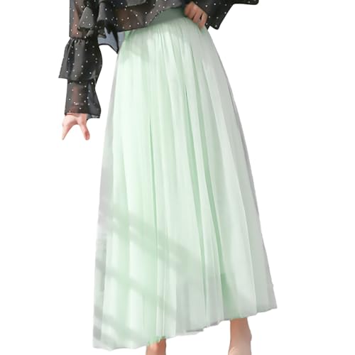 Damen Tüllrock Tüllrock Frauen Frühling Sommer elastisch gestrickt hohe Taille Tutu Rock (Mint Green #1, XL) von Xmiral