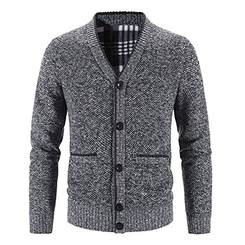 Herren Casual Winter Solid Button Down Langarm Tasche Warme Strickjacke Lose Strickjacke Mantel für die Arbeit Zuhause Herren Pullover Warm Strick von Xmiral