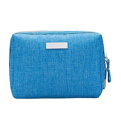 Larissa Strahl Kleine Make-up-Tasche mit Reißverschluss, Reise-Kosmetik-Organizer für Frauen und Mädchen Mini Easy Roller (Blue, One Size) von Xmiral