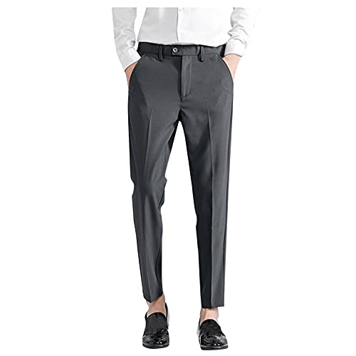 Xmiral Anzughosen Herren Einfarbig Dünne Anzughose Knöchellange Hose Chino-Hose (Dunkelgrau, 6XL) von Xmiral