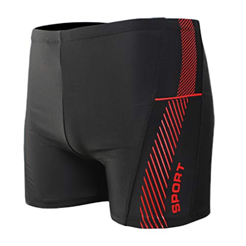 Xmiral Badehose Herren Seite Gedruckte Elastisch Taille Boxer Schnelltrocknend Strandhosen Kurze Hosen Verstellbarem Surf Shorts Badeshorts(b Rot,4XL) von Xmiral