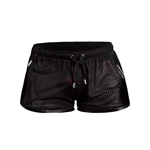 Xmiral Badehose Herren Transparent Mesh Schnelltrocknend Mini Boxershorts Atmungsaktiv Beach Schwimmshorts mit Kordel(Schwarz,M) von Xmiral