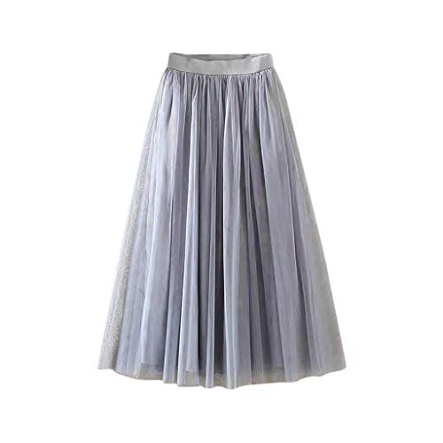 Xmiral Damen Mittlere L鋘ge T黮l Tutu Rock T黮lr鯿ke Elastische Taille Einfarbig Petticoat Party Faltenrock(Grau,XL) von Xmiral