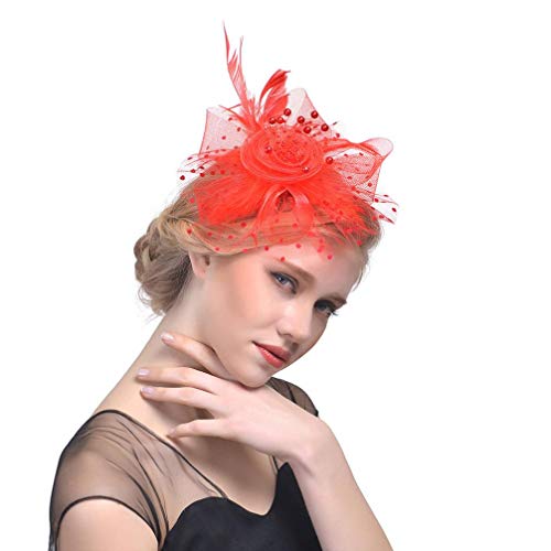 Xmiral Damen Stirnband Blume Mesh Ribbons Federn Abend Cocktail Tea Party Hut Headwear Für Frauen von Xmiral