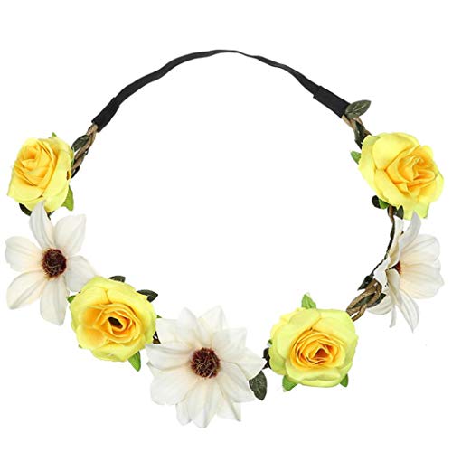 Xmiral Damen Stirnband Tuch Sonnenblume Rose Haarband Lady Frische Blume Portrait Foto Urlaub Hochzeitsband von Xmiral