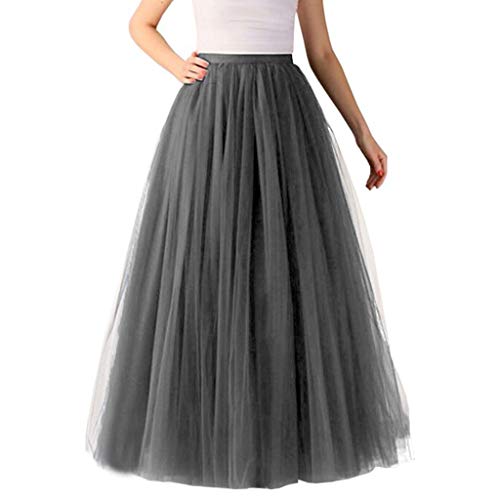 Xmiral Damen Tutu Rock Kn鯿hel-L鋘ge T黮lr鯿ke Einfarbig Unterrock 1950er Hohe Taille Petticoat(Grau,One Size) von Xmiral