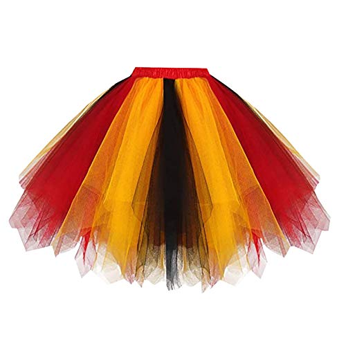 Xmiral Damen und Mädchen Petticoat 50er Retro Tutu Tüllrock 2021 Tüllrock Tutu Unter Rock für Karneval Kostüm Ballett Tanz(d-Rot,M) von Xmiral