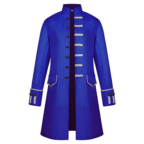 Xmiral Frack M鋘tel Herren Retro Steampunk Jacke Stehkragen Knopf Lange Trenchcoat Winter Outwear Mantel D黱n Einreihig Winterm鋘tel(a Blau,XL) von Xmiral