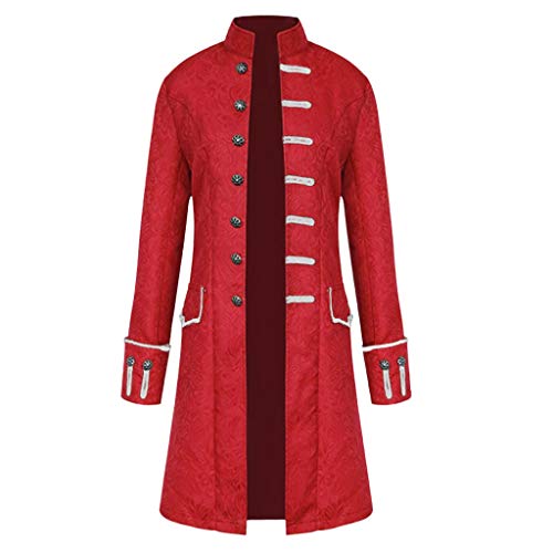 Xmiral Frack M鋘tel Herren Retro Steampunk Jacke Stehkragen Knopf Lange Trenchcoat Winter Outwear Mantel D黱n Einreihig Winterm鋘tel(b Rot,XXL) von Xmiral