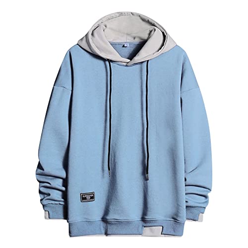 Xmiral Herren Herbst Winter Freizeit Reisen Übergröße Einfarbig Lose Kapuze Kordelzug Langarm Top Sweatshirt mit Taschen Pullover Warm Herren von Xmiral