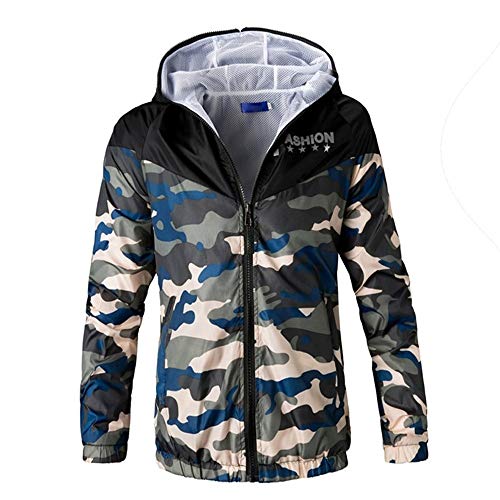 Xmiral Herren Jacke Mantel Zustrom Charme Camouflage Printed Langarm-Kapuzenpulli (3XL,Schwarz) von Xmiral