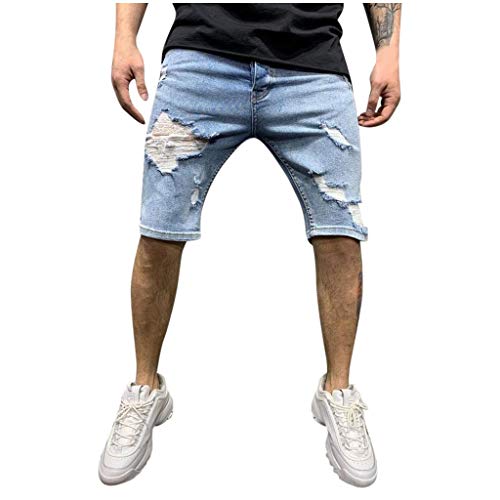 Xmiral Herren Jeans Shorts Kurze Denim Hose im Destroyed-Optik aus Stretch-Material Regular Fit(Blau,L) von Xmiral