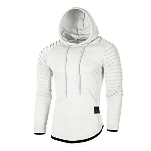 Xmiral Herren Sweatshirt Top Herbst Langarm Plaid Hoodie Mit Kapuze T-Shirt Outwear Streetwear Kapuzenpullover Outdoor Sportbekleidung(Y Weiß,M) von Xmiral