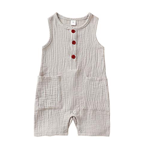 Xmiral Infant Baby Jungen Mädchen Weste Strampler Unisex Einfarbig Ärmellose Knöpfe Overall (12-18 Monate, c Grau) von Xmiral