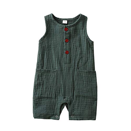 Xmiral Infant Baby Jungen Mädchen Weste Strampler Unisex Einfarbig Ärmellose Knöpfe Overall (12-18 Monate, c Grün) von Xmiral