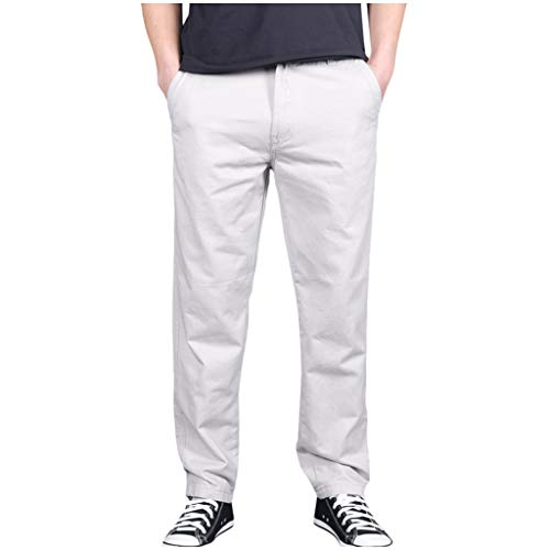 Xmiral Jogginghose Herren Gro遝 Gr鲞e Rei遶erschluss Cargohose Einfarbig Hosen Multi-Tasche Overall Sporthose(b Beige,XXL) von Xmiral