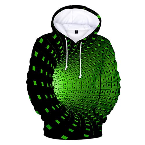 Xmiral Kapuzenpullover Hoodie Herren 3D Drucken Tunnelzug Tasche Tops Sweatshirts mit Kapuze (M, T Grün) von Xmiral