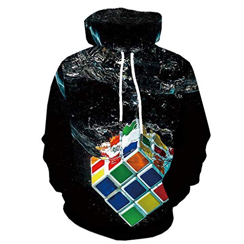 Xmiral Kapuzenpullover Hoodie Herren 3D Drucken Tunnelzug Tasche Tops Sweatshirts mit Kapuze T-Shirt Mode Slim Fit Sportbekleidung Outdoor Fitness Training Pullover(Schwarz 6,3XL) von Xmiral