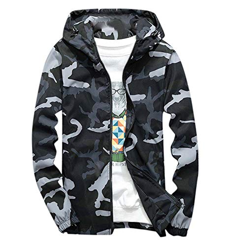 Xmiral M鋘tel Herren Mit Kapuze Softshell Camouflage wasserdichte Winddichte D黱ne Jacke Snowboardjacke Trenchcoat Regenjacke(t Schwarz,4XL) von Xmiral