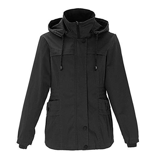 Xmiral Mantel Damen Winter Warme Jacke mit Abnehmbarer Kapuze Baumwollgepolsterte Schlanke Sport-Rei遶erschlussjacke(b-Schwarz,XL) von Xmiral