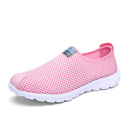 Xmiral Mesh Sneakers Atmungsaktiv Damen Einfarbig Gummisohle Laufschuhe Sportschuhe rutschfest Barfu?Bootsschuhe Wasserschuhe Badesandale(Rosa,38 EU) von Xmiral