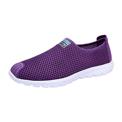 Xmiral Mesh Sneakers Atmungsaktiv Damen Einfarbig Gummisohle Laufschuhe Sportschuhe rutschfest Barfu?Bootsschuhe Wasserschuhe Badesandale(Violett,37.5 EU) von Xmiral