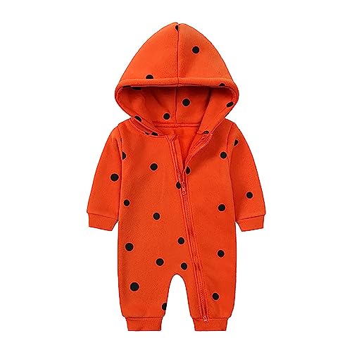 Xmiral Neugeborenen Baby Mädchen Strampler Langarm Mit Kapuze Außerhalb Body Strampler Overall Kleidung Langarm Bodys Baby Junge (Orange, 3-6 Months) von Xmiral