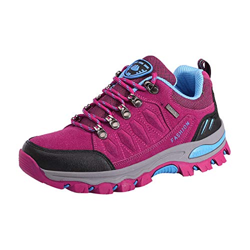 Xmiral Outdoor-Wanderschuhe f黵 Damen Outdoor-Schuhe rutschfeste, Verschlei遞este Wanderschuhe Reiseschuhe mit Dicken Sohlen(Rosenrot,Rot) von Xmiral