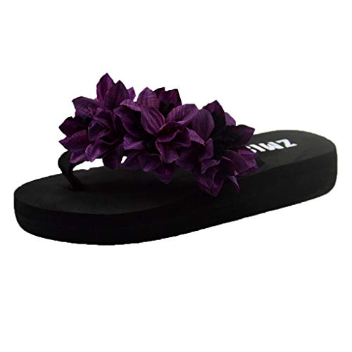 Xmiral Slippers Sandals Women Muffin Wedge Home Bathroom Beach Flip Flops Shoes Sole Eva Heel High 3 cm(5.5 UK,Purple) von Xmiral