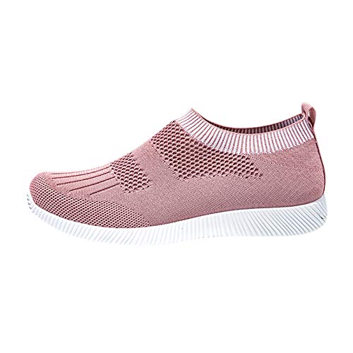 Xmiral Sneakers Damen Einfarbig Sportschuhe Atmungsaktives Netz Schl黳fen Schnellverschluss Sommerschuhe(40,Rosa) von Xmiral