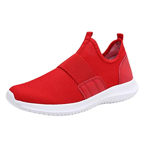 Xmiral Sneakers Mesh Obermaterial Gummisohle Herren Atmungsaktiv Turnschuhe Sportschuhe Einfarbig Gummiband Badesandale Strandschuhe(Rot,42 EU) von Xmiral