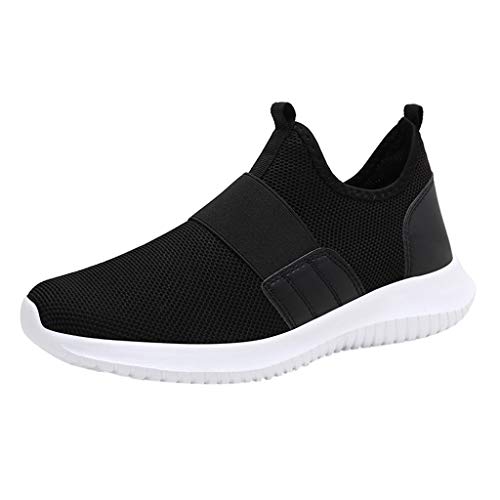 Xmiral Sneakers Mesh Obermaterial Gummisohle Herren Atmungsaktiv Turnschuhe Sportschuhe Einfarbig Gummiband Badesandale Strandschuhe(Schwarz,46 EU) von Xmiral