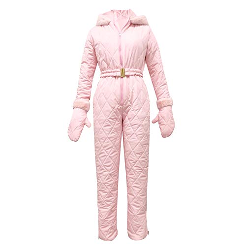 Xmiral Snowboard Skianzug Damen Einfarbige Reißverschluss-Overalls Kapuze Warmer Skianzug Outdoor-Sport Jumpsuit Für Kaltes Wetter(Rosa,5XL) von Xmiral