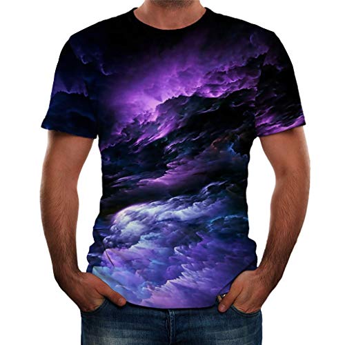 Xmiral T-Shirt Herren 3D Gedruckte Kurz鋜mlig Rundkragen Tops Shirt f黵 M鋘ner Summer Einfach Atmungsaktiv Pers鰊lichkeit Hemden Bluse Oberteile(Violett,3XL) von Xmiral
