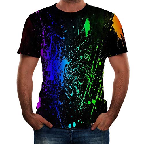 Xmiral T-Shirt Herren 3D Gedruckte Kurzärmlig Rundkragen Tops Shirt für Männer Summer Einfach Atmungsaktiv Persönlichkeit Hemden Bluse Oberteile(Schwarz 2,L) von Xmiral