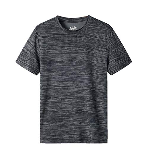 Xmiral T-Shirt Herren Lässige Atmungsaktive Herren-T-Shirts mit Rundkragen und Schnell Trocknender Kleidung T-Shirt Geschnittenes Shirt für Männer(Grau,4XL) von Xmiral