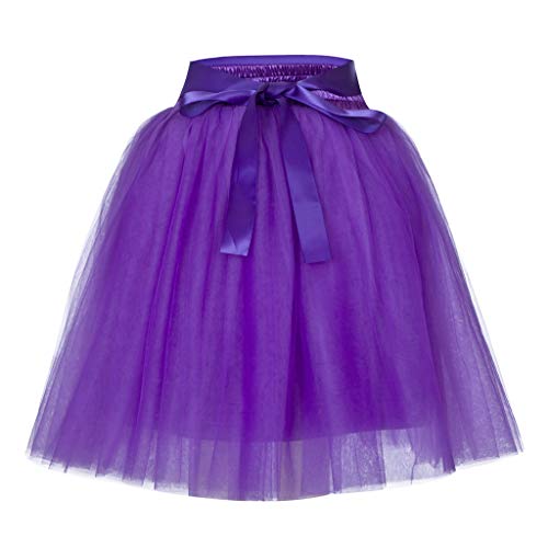 Xmiral Tutu Damen Rock Tüllrock 1950er Ballet Tanzkleid Zubehör für Frauen Chiffon Sommer Unterrock(Violett,One Size) von Xmiral