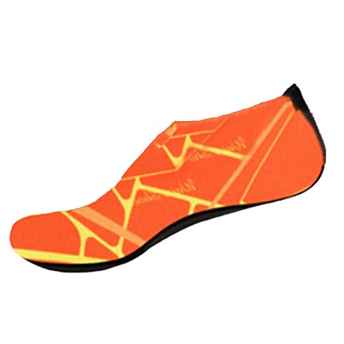 Xmiral Wasserschuhe Damen Gummisohle Drucken Laufschuhe Trocknend Badesandale Schwimmschuhe Wasserdicht Barfu?Schuhe f黵 Pool Surfen Yoga rutschfest Badelatschen(Orange,36-37 EU) von Xmiral