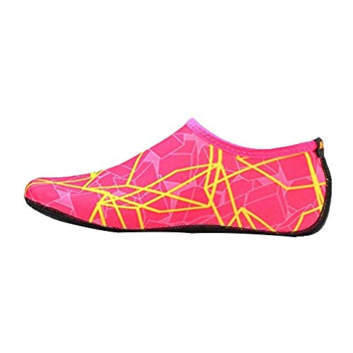 Xmiral Wasserschuhe Damen Gummisohle Drucken Laufschuhe Trocknend Badesandale Schwimmschuhe Wasserdicht Barfu?Schuhe f黵 Pool Surfen Yoga rutschfest Badelatschen(Rosa rot,36-37 EU) von Xmiral