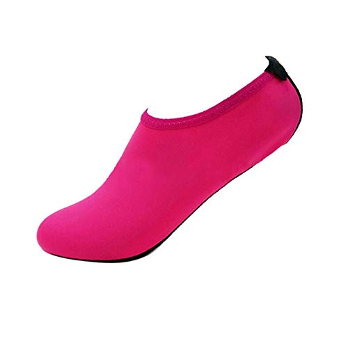 Xmiral Wasserschuhe Damen Gummisohle Einfarbig Laufschuhe Trocknend Badesandale f黵 Pool Surfen Yoga Schwimmschuhe Wasserdicht Barfu?Schuhe rutschfest Badelatschen(Rosa rot,36-37 EU) von Xmiral