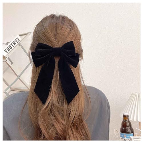Xmsrn Schwarzer Samtbogen Haarspange Barrette Französischer Samtbogen Kopfclip Schwarzes Band Bogen Haarspange Kopfstücke Schwarzer Langer Samtbogen Haarschmuck Für Frauen Und Mädchen (schwarz) von Xmsrn