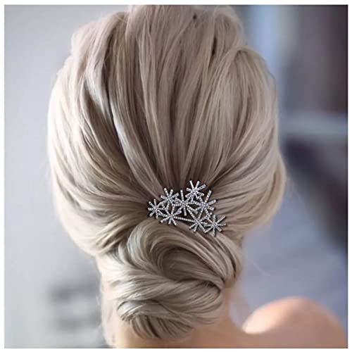 Xmsrn Strass Haar Kamm Barrette Kristall Hochzeit Haar Kamm Barrette Silber Cz Schneeflocke Braut Kopfbedeckungen Dekorative Clip Kopfbedeckung Kristall Braut Haar Accessoires Für Frauen Und Mädchen von Xmsrn